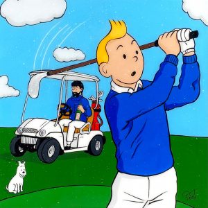Tableau Sylvain Prévost - "Fore", TinTin au golf