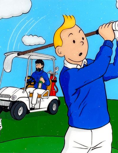 Tableau Sylvain Prévost - "Fore", TinTin au golf